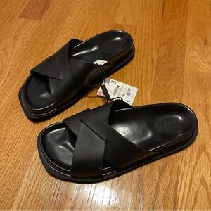 Zara Crossover Strap Sandals - Black